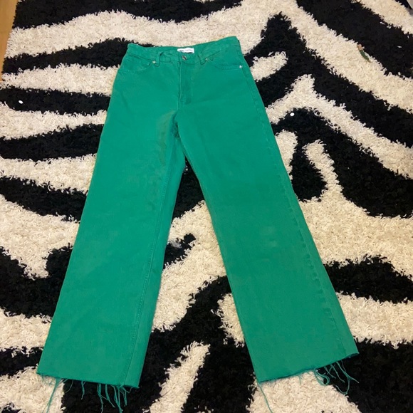 Zara Pants - Zara green wide leg jeans